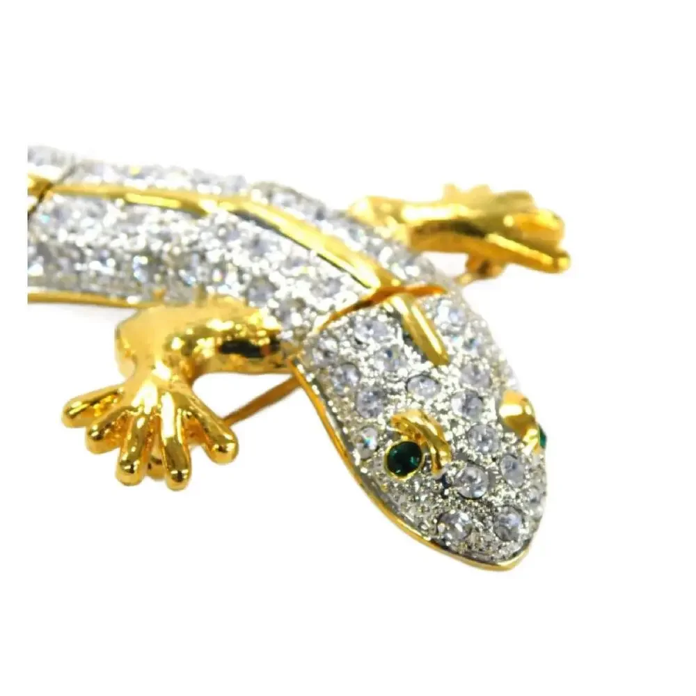 Vintage Articulated Encrusted Pave Lizard Shoulder Brooch , 7